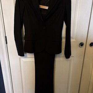 Theory Wool Blend Single Button POWER Pant Suit Black Size 2 Black Flawed Repair